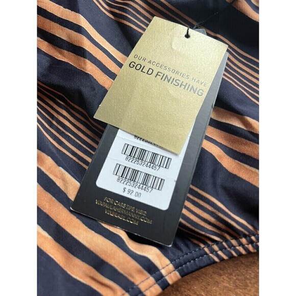 VIX Paula Hermanny Isabela Hot Pant Striped Navy Swim Bikini Bottom Womens L NWT - Picture 2 of 5